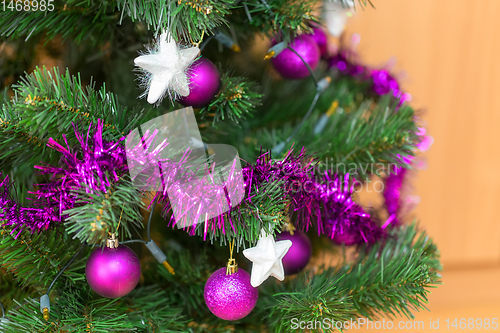 Image of violet Decorated christmas tree