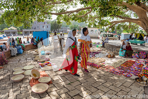 Image of Street market in center of Aksum, Ethiopia Africa