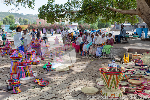 Image of Street market in center of Aksum, Ethiopia Africa