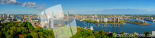 Image of View of Rotterdam city and the Erasmus bridge