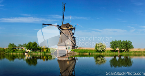 Image of Windmills at Kinderdijk in Holland. Netherlands