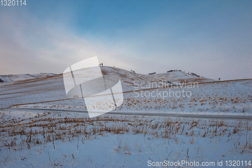 Image of Altai mountains winter road