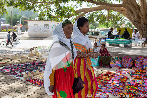 Image of Street market in center of Aksum, Ethiopia Africa