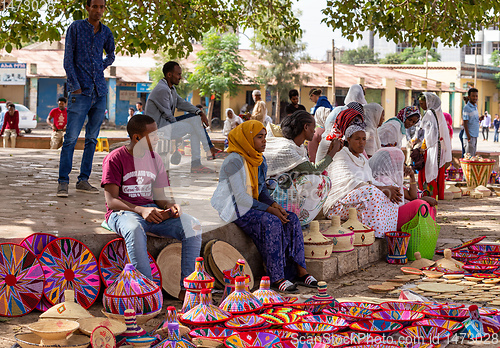 Image of Street market in center of Aksum, Ethiopia Africa