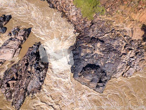 Image of aerial Epupa Falls on the Kunene River in Namibia