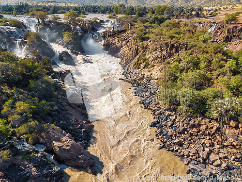 Image of aerial Epupa Falls on the Kunene River in Namibia