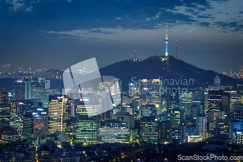 Image of Seoul skyline in the night, South Korea.