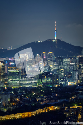 Image of Seoul skyline in the night, South Korea.