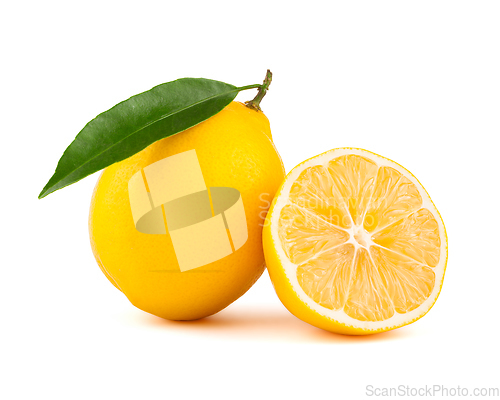 Image of Yellow lemon with slice isolated