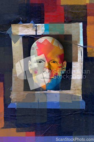 Image of colorful male portrait grunge frame