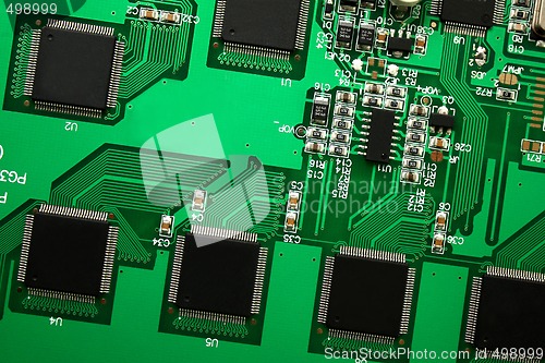 Image of PCB with many chips