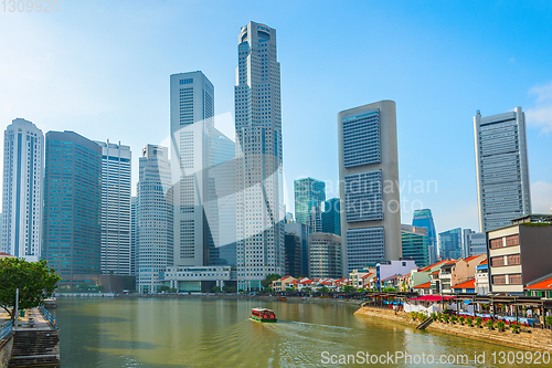 Image of modern Singapore skyline Raffles place