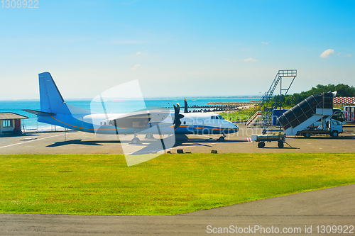 Image of Small airplane coast airport. Bali