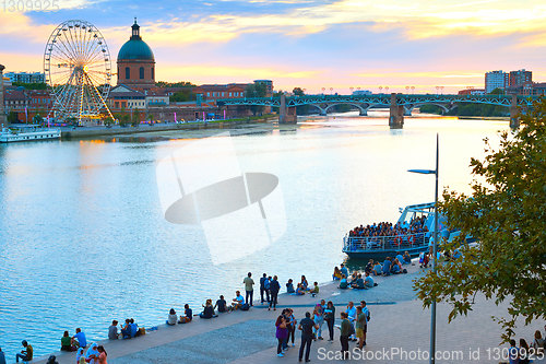 Image of  People Garone river Toulouse France