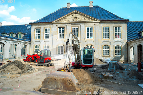 Image of Street renovation by historical building