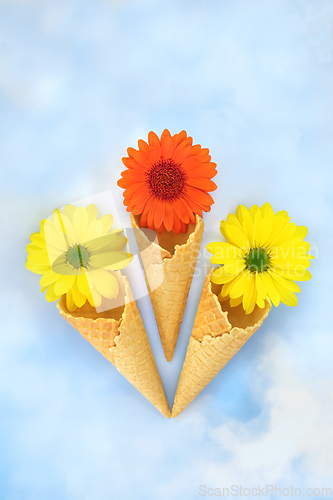 Image of Ice Cream Cone Summer Flower Surreal Concept