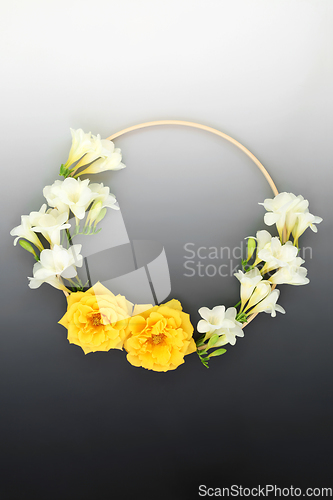 Image of Summer Freesia and Rose Flower Wreath