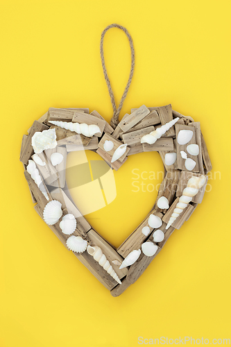 Image of Driftwood Heart Shaped Wreath with Seashells