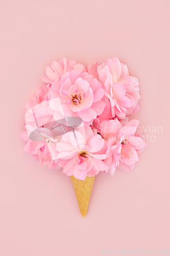 Image of Rose Flower Ice Cream Cone Surreal Bouquet