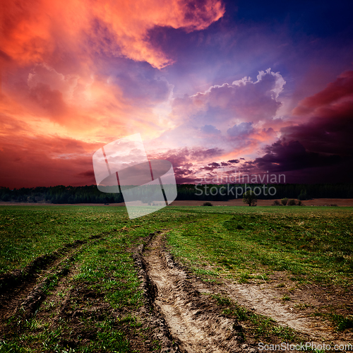 Image of Countryside landscape with dirt road