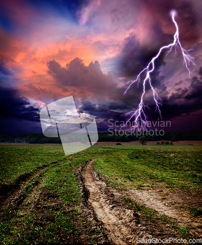 Image of Countryside landscape with dirt road