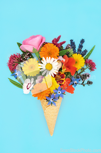 Image of Surreal Summer Flower Ice Cream Cone Abstract Art