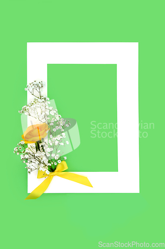 Image of Yellow Rose Flower Summer Background Floral Frame 