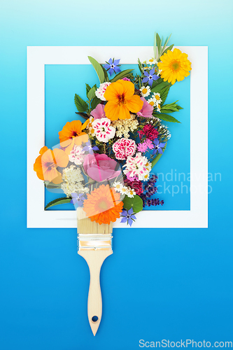 Image of Surreal Abstract Paintbrush Flower and Herb Splash Concept