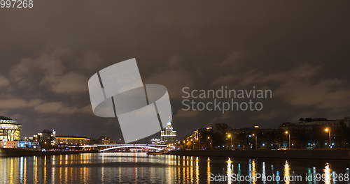 Image of Sunny summer day moscow river bay kremlin night