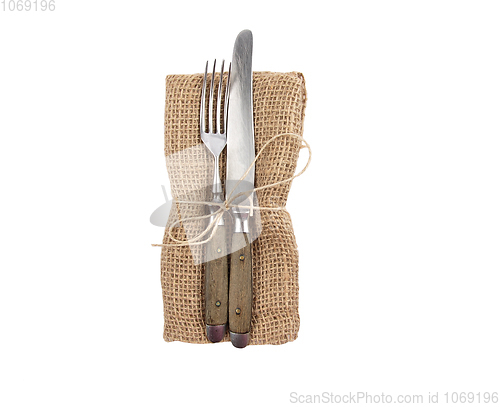 Image of Flatware with jute isolated