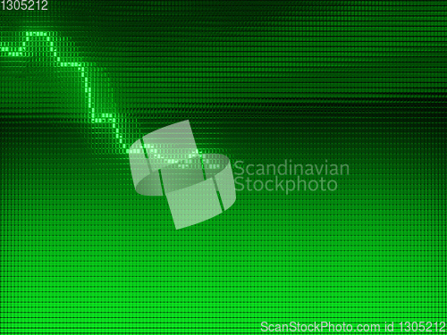 Image of Green Graph moving down on chart as recession or financial crisi