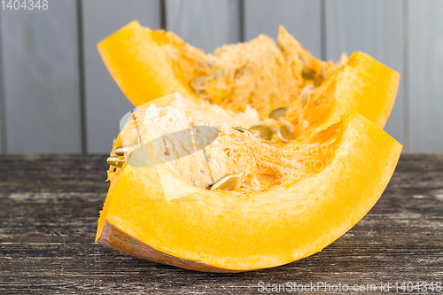 Image of ripe orange pumpkin cut