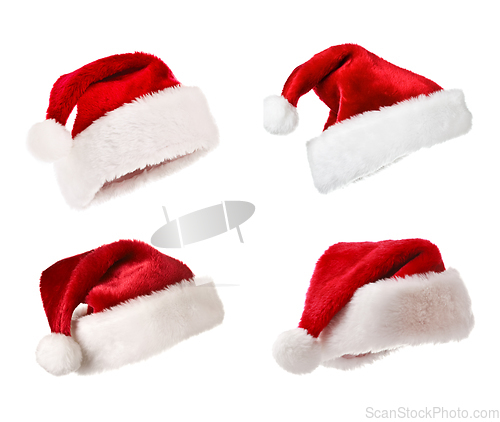 Image of Santa hats isolated on white