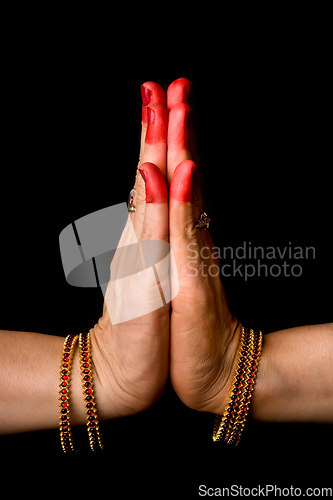 Image of Anjali hasta of indian dance Bharata Natyam