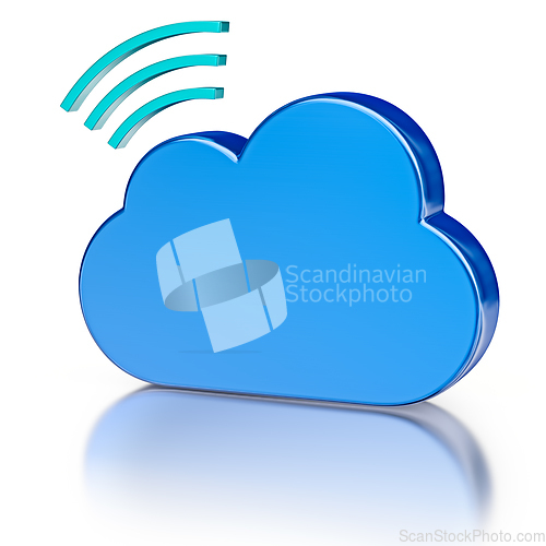 Image of Metal database icon and blue glossy cloud