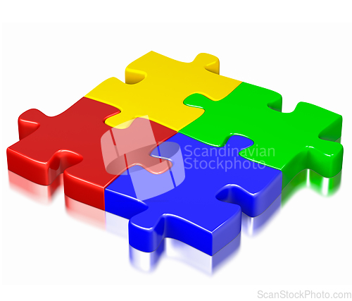 Image of Color puzzle jigsaw pieces isolated on white background