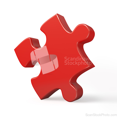 Image of Single red puzzle piece isolated