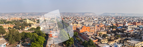 Image of Panorama of aerial view of Jaipur, Rajasthan, India