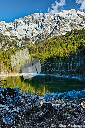 Image of Frillensee lake and Zugspitze - the highest mountain in Germany