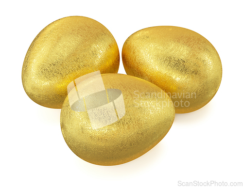 Image of Golden Easter eggs isolated