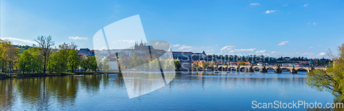 Image of View of Charles bridge over Vltava river and Gradchany