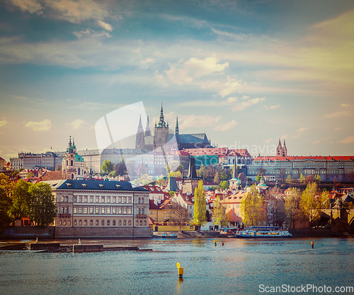 Image of View of Charles bridge over Vltava river and Gradchany