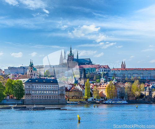 Image of View of Charles bridge over Vltava river and Gradchany