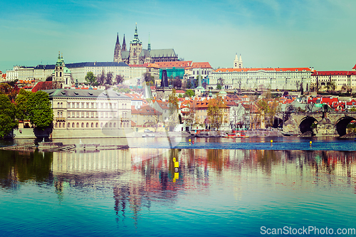 Image of View of Charles bridge over Vltava river