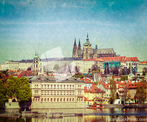 Image of View of Charles bridge over Vltava river and Gradchany