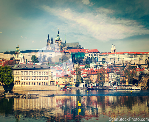 Image of View of Charles bridge over Vltava river and Gradchany