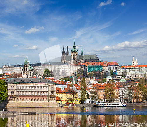 Image of View of Charles bridge over Vltava river and Gradchany