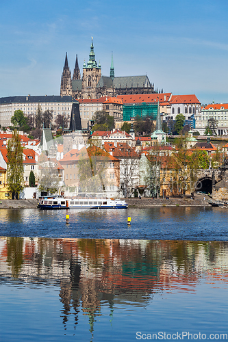 Image of View of Charles bridge over Vltava river and Gradchany