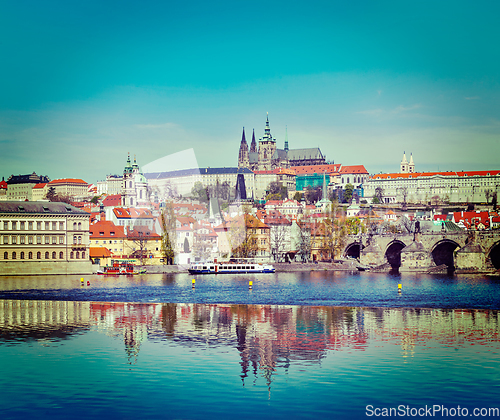 Image of View of Charles bridge over Vltava river and Gradchany