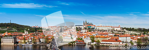 Image of Panorama of Prague Mala Strana, Charles bridge and Prague castle